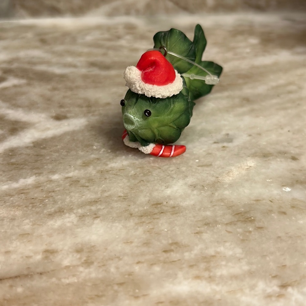 Enesco home grown Brussels sprout fish ornament